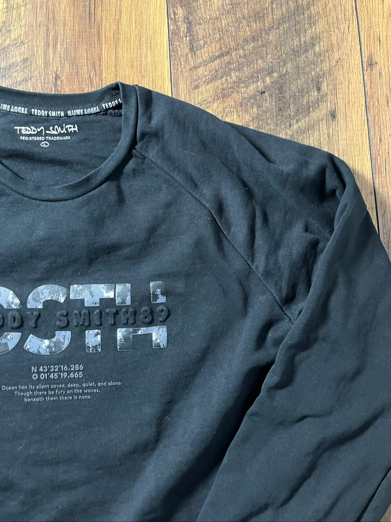 Black round neck sweatshirt with raglan sleeves, regular fit - Teddy Smith - size L - very good condition – photo 4